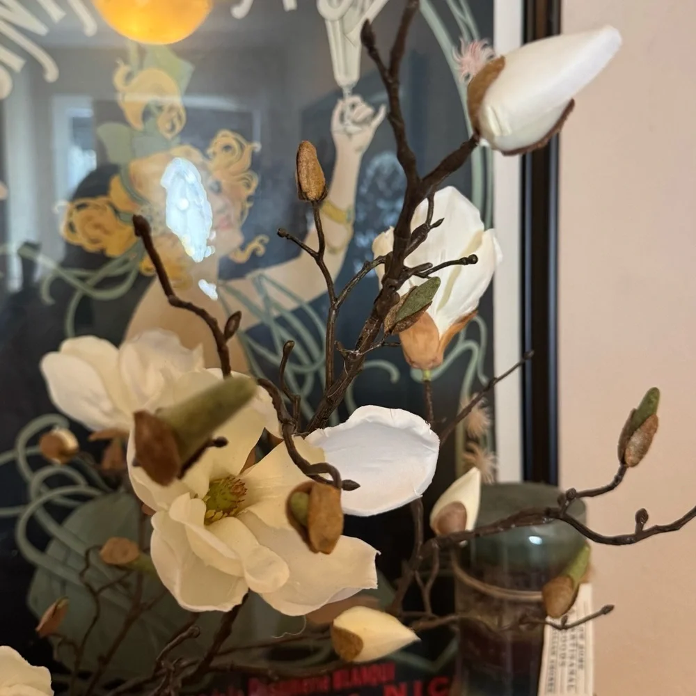 Magnolia budding & bloom realistic branches approximately 38” long, extra tall